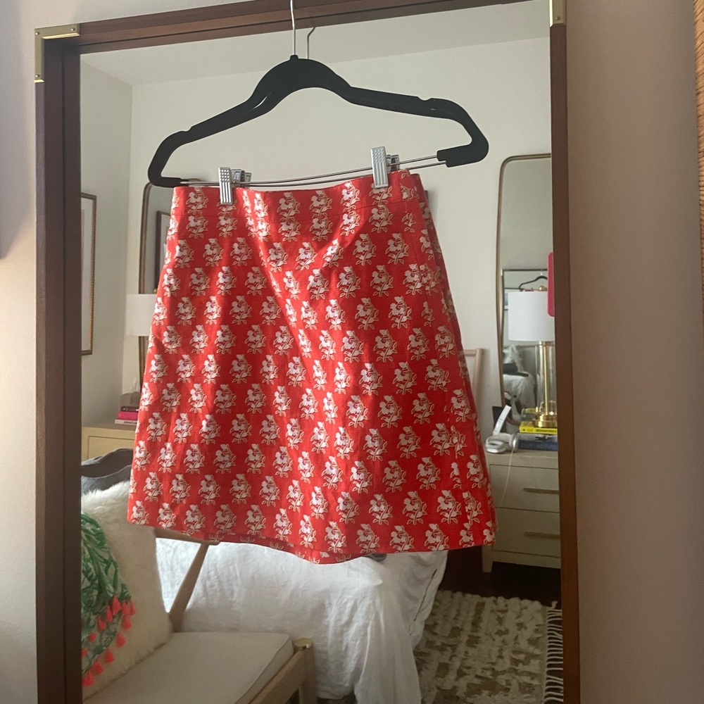 J. CREW ~ Patterned Tangerine Mini Skirt ~ size 4 ~ NWT